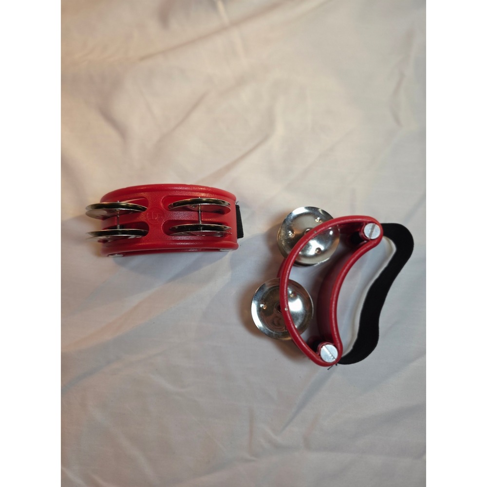 LP Latin Percussion Foot Tambourine and Hand Shaker Set Red LP188 LP1207